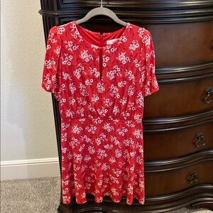 EUC LOFT Red Floral Dress, Short sleeve, Size 6
